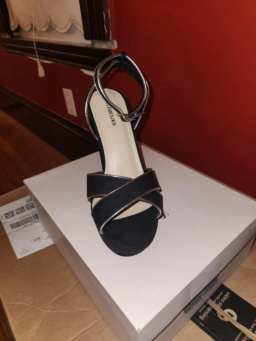 JustFab Black Suede Platform Block Heel Sandal